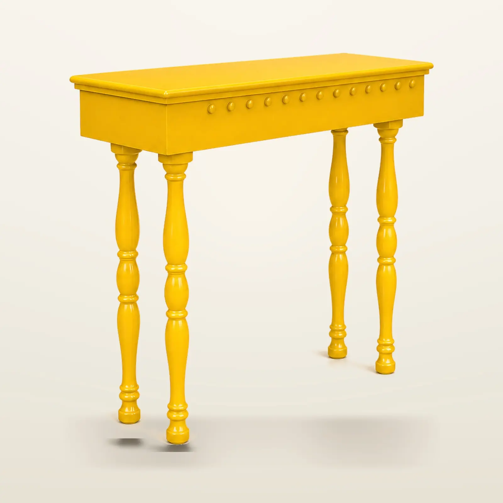Consolle Gialla, Consolle a gambe tornite, giallo pieno